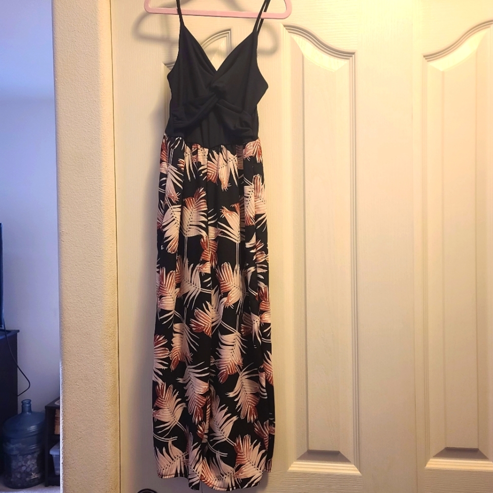 Girls Tropical Print Jumpsuit